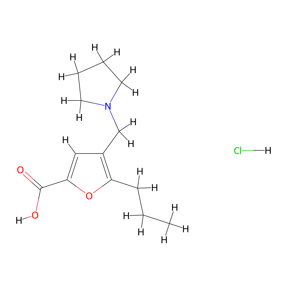 5-Propyl-4-pyrrolidin-1-ylmethyl-furan-2-carboxylic acid hydrochloride molecular structure, CAS 1052516-74-1