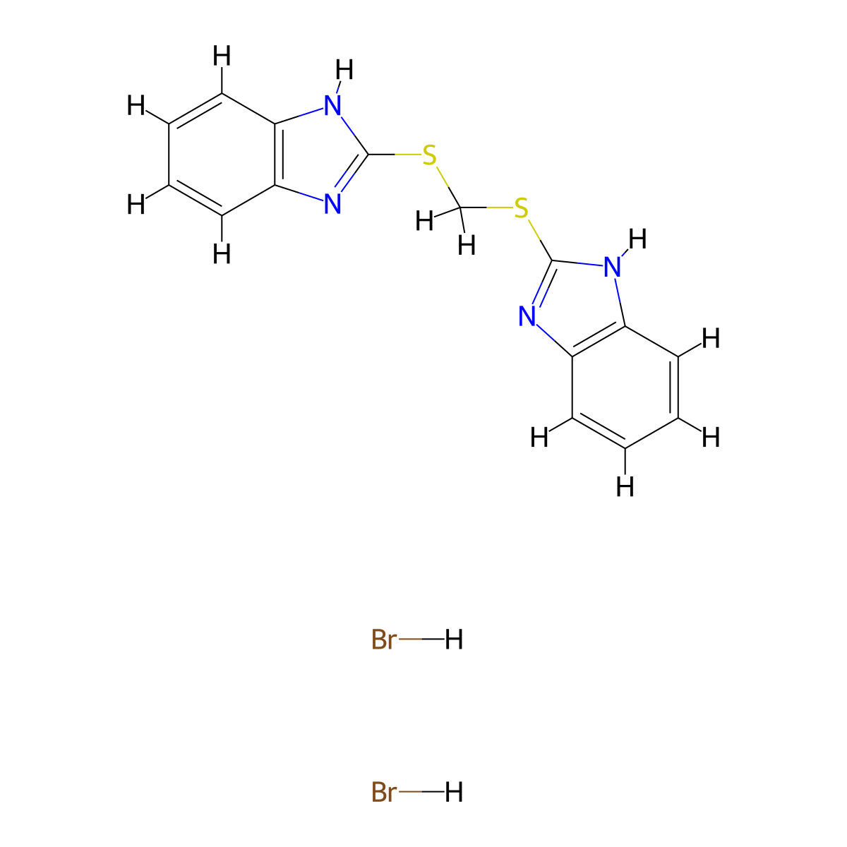 bis((1H-benzo[d]imidazol-2-yl)thio)methane dihydrobromide molecular structure, CAS 1052517-53-9