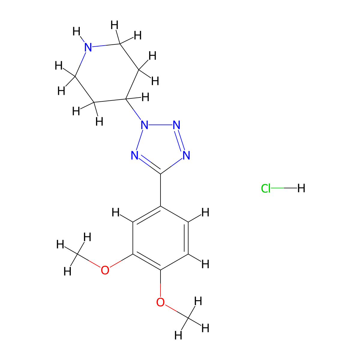 4-[5-(3,4-Dimethoxyphenyl)-2H-tetrazol-2-yl]piperidine hydrochloride molecular structure, CAS 1052518-26-9