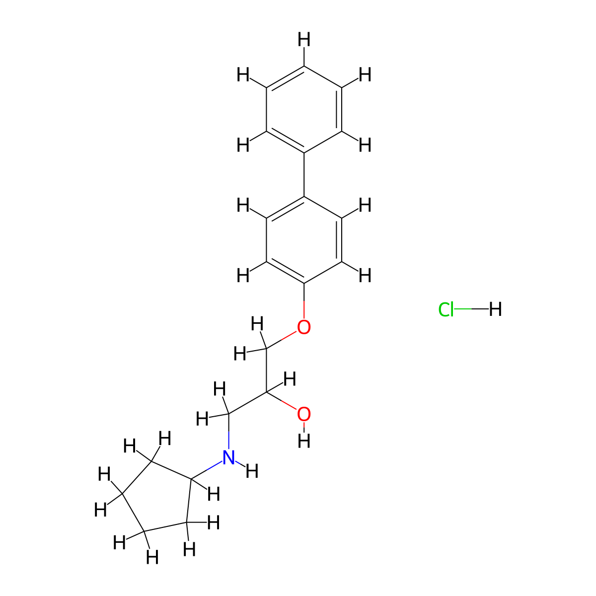 1-(4-Biphenylyloxy)-3-(cyclopentylamino)-2-propanol hydrochloride molecular structure, CAS 1052519-10-4
