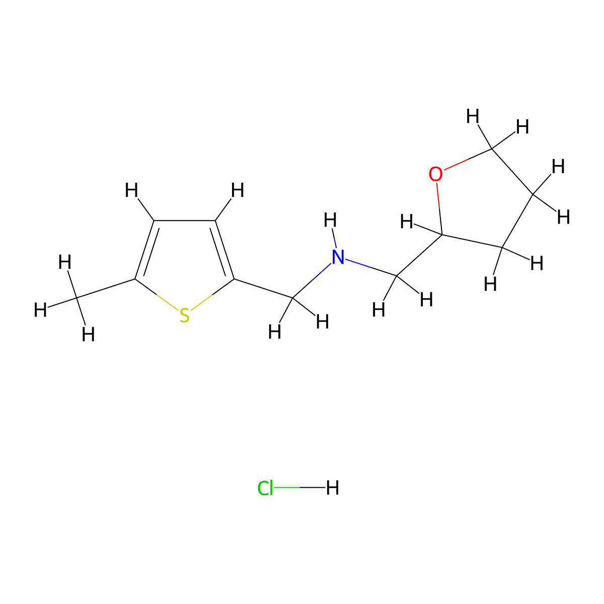 (5-Methyl-thiophen-2-ylmethyl)-(tetrahydro-furan-2-ylmethyl)-amine hydrochloride molecular structure, CAS 1052519-53-5