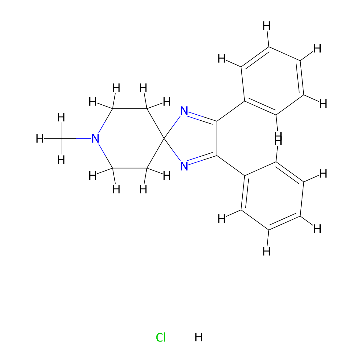 8-methyl-2,3-diphenyl-1,4,8-triazaspiro[4.5]deca-1,3-diene Hydrochloride molecular structure, CAS 1052520-27-0