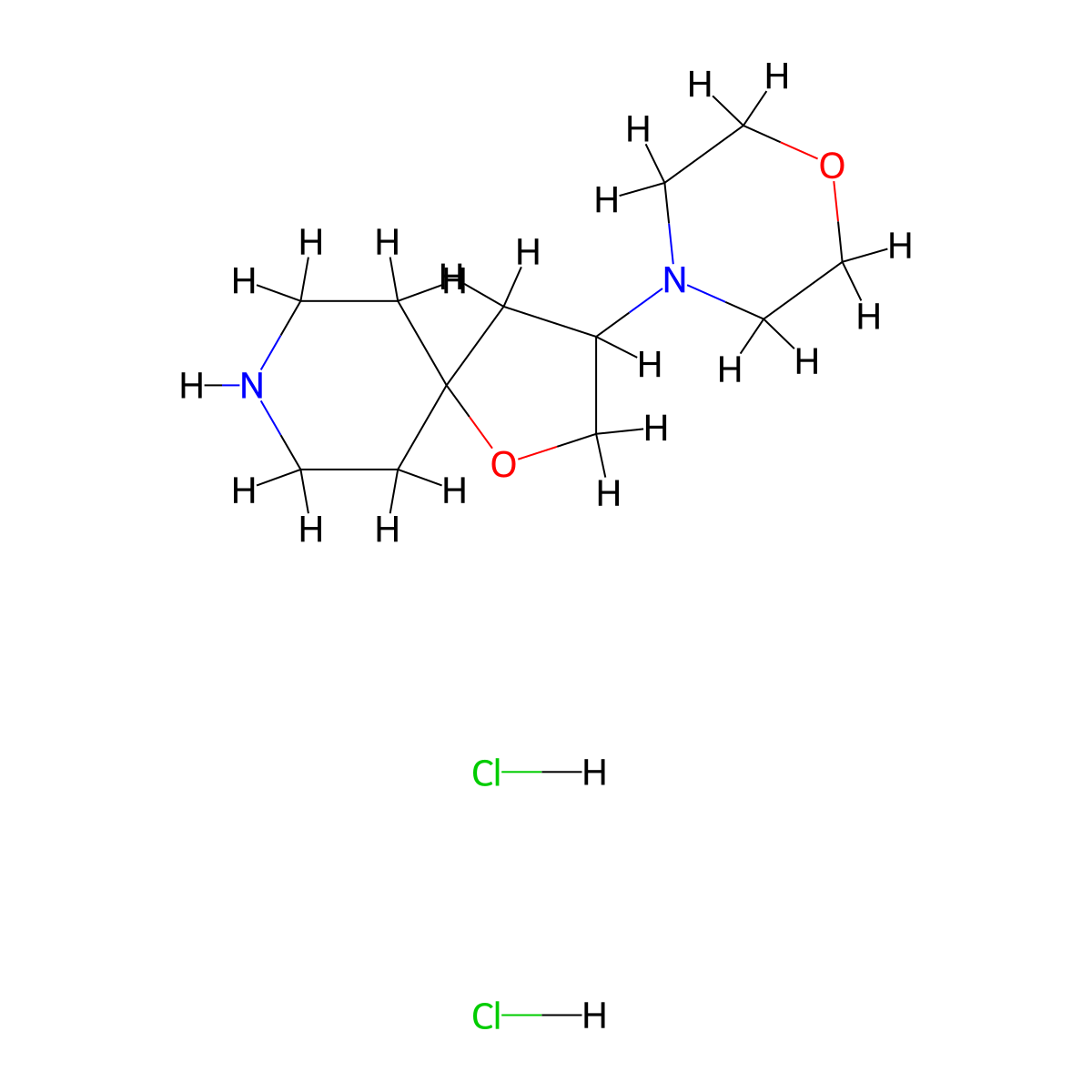 1-Oxa-8-azaspiro[4.5]decane, 3-(4-morpholinyl)-, dihydrochloride molecular structure, CAS 1052520-60-1