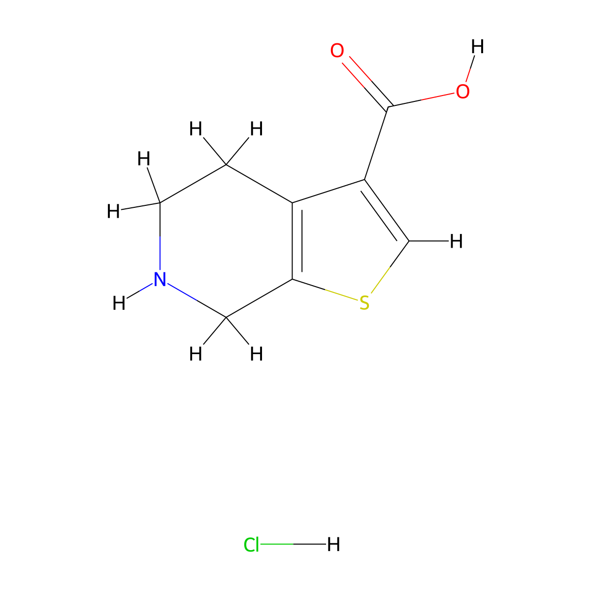 4H,5H,6H,7H-thieno[2,3-c]pyridine-3-carboxylic acid hydrochloride molecular structure, CAS 1052520-71-4