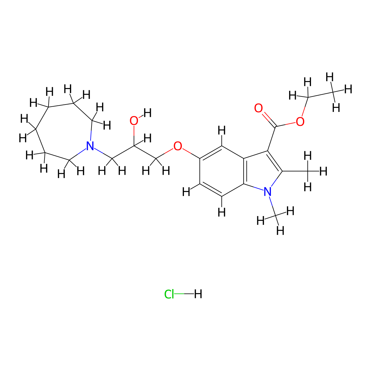 ethyl 5-(3-azepan-1-yl-2-hydroxypropoxy)-1,2-dimethyl-1H-indole-3-carboxylate molecular structure, CAS 1052524-02-3