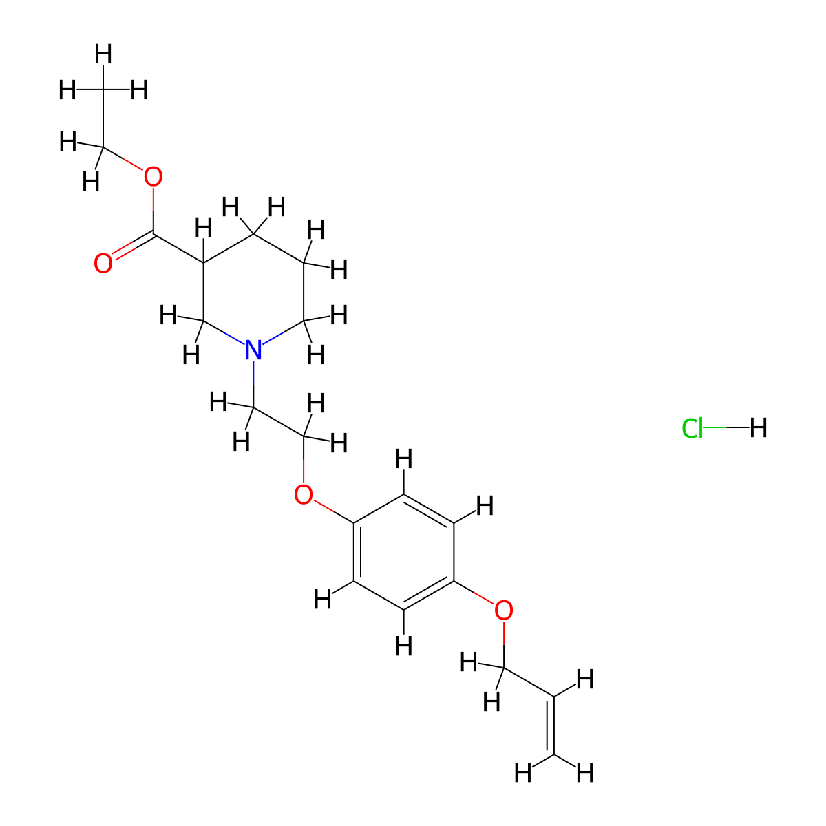 Ethyl 1-[2-(4-prop-2-enoxyphenoxy)ethyl]piperidine-3-carboxylate;hydrochloride molecular structure, CAS 1052525-89-9