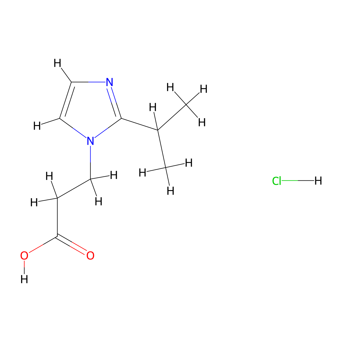3-[2-(propan-2-yl)-1H-imidazol-1-yl]propanoic acid hydrochloride molecular structure, CAS 1052526-99-4