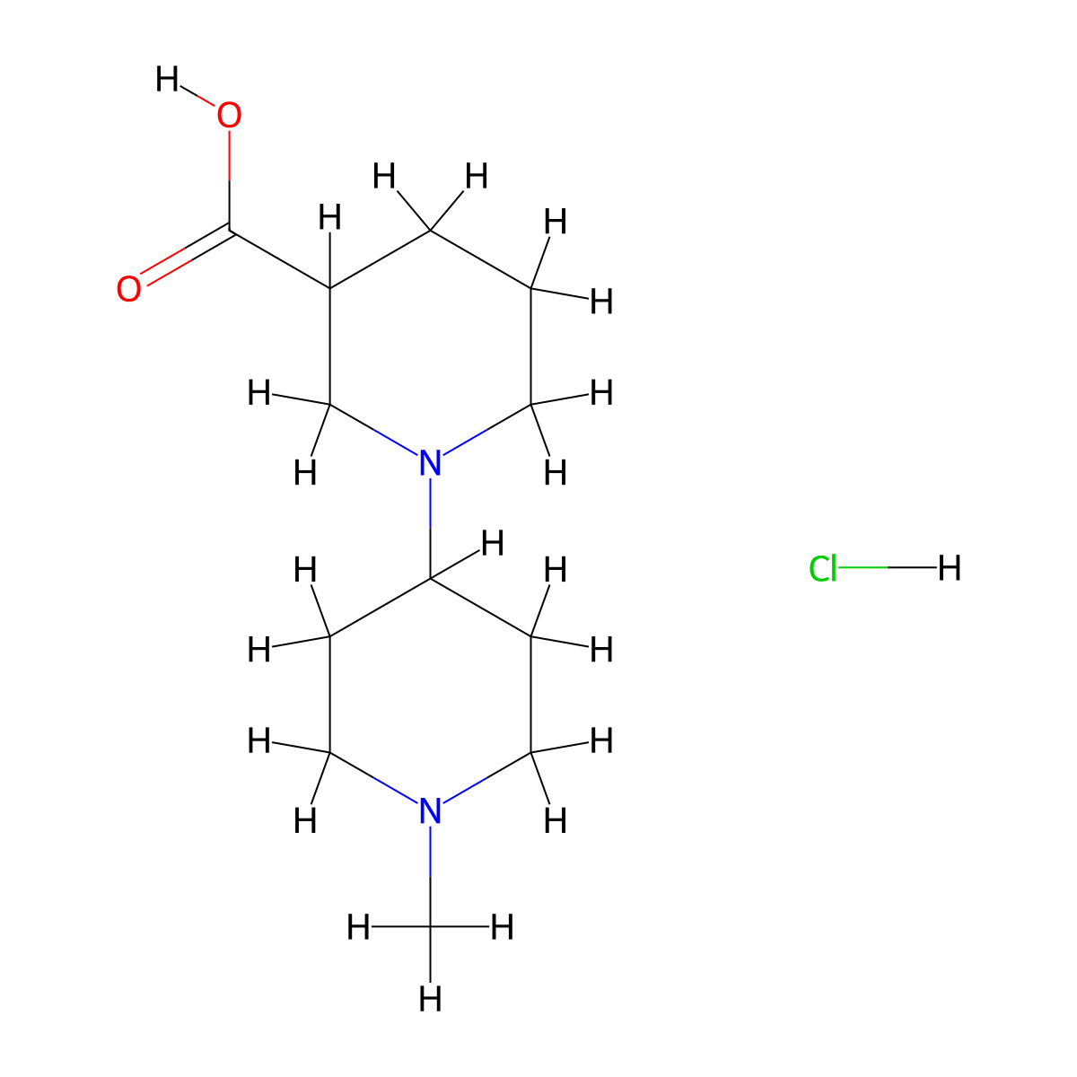 1'-Methyl-[1,4']bipiperidinyl-3-carboxylic acidhydrochloride molecular structure, CAS 1052527-10-2