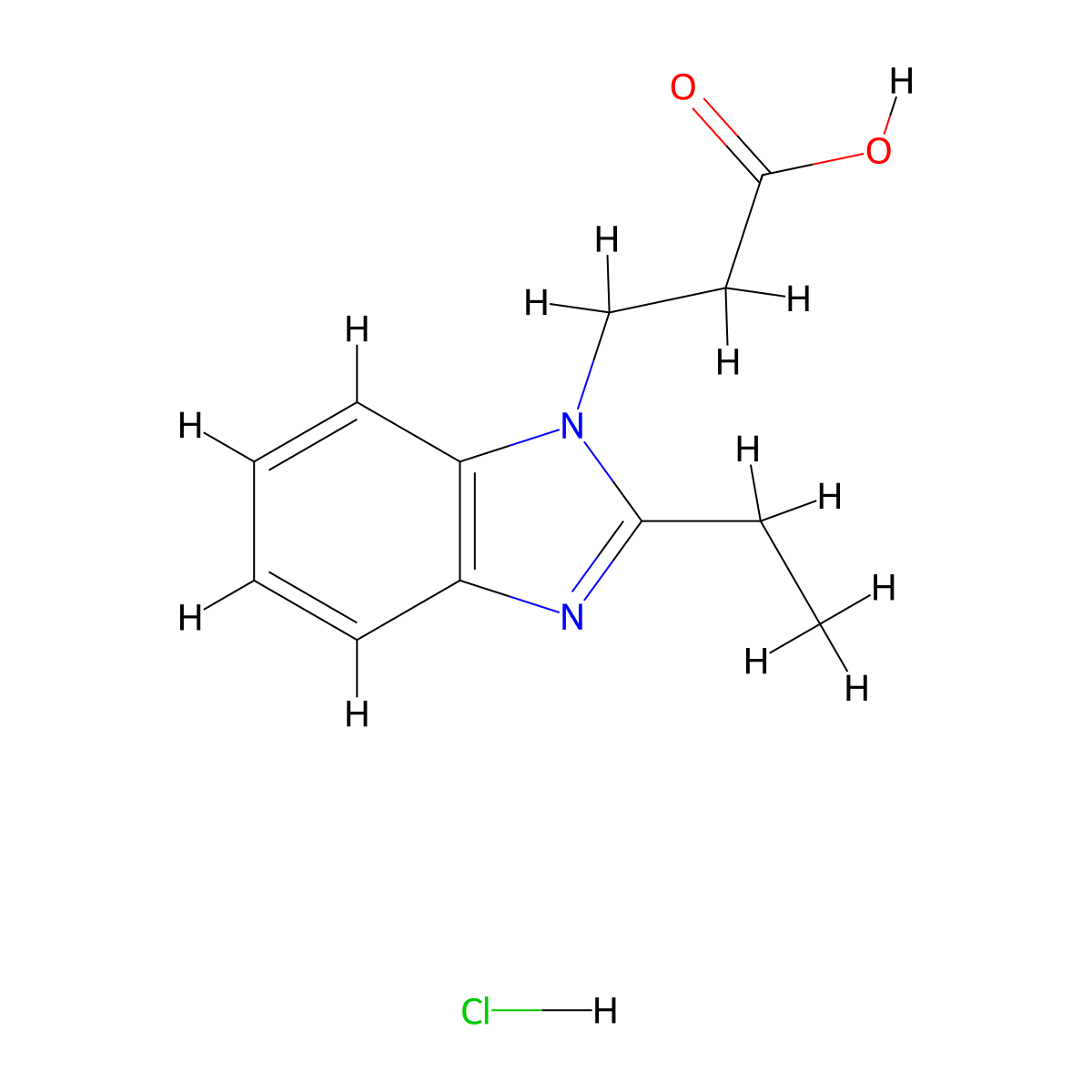 3-(2-Ethyl-benzoimidazol-1-YL)-propionic acid hydrochloride molecular structure, CAS 1052528-77-4