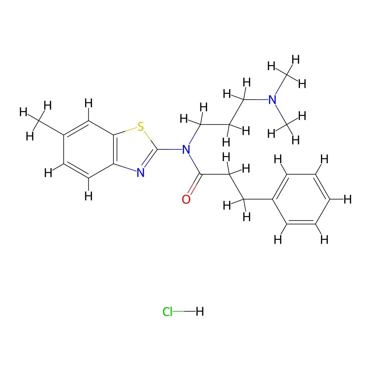 N-(3-(dimethylamino)propyl)-N-(6-methylbenzo[d]thiazol-2-yl)-3-phenylpropanamide hydrochloride molecular structure, CAS 1052529-56-2