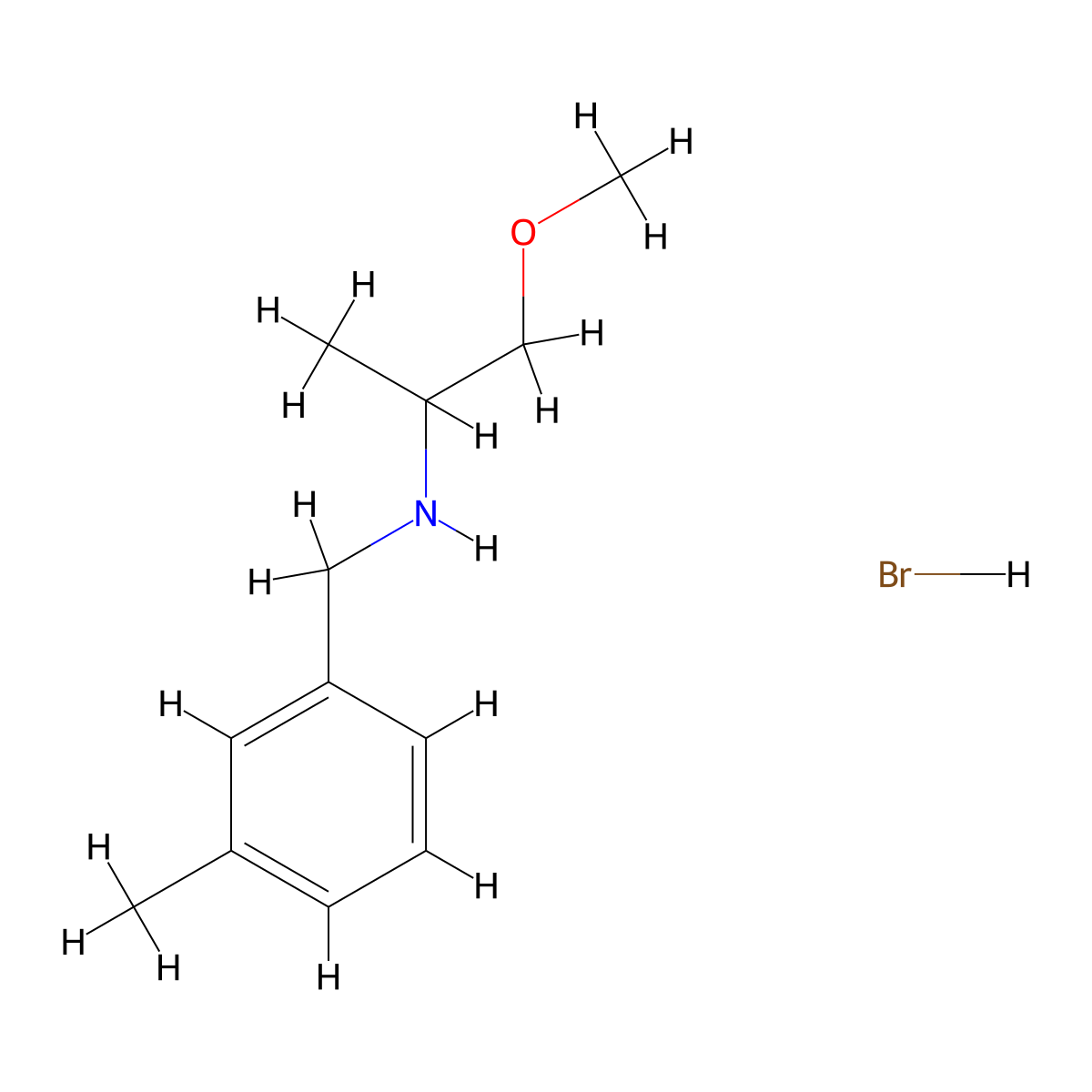 (2-Methoxy-1-methyl-ethyl)-(3-methyl-benzyl)-amine hydrobromide molecular structure, CAS 1052529-83-5