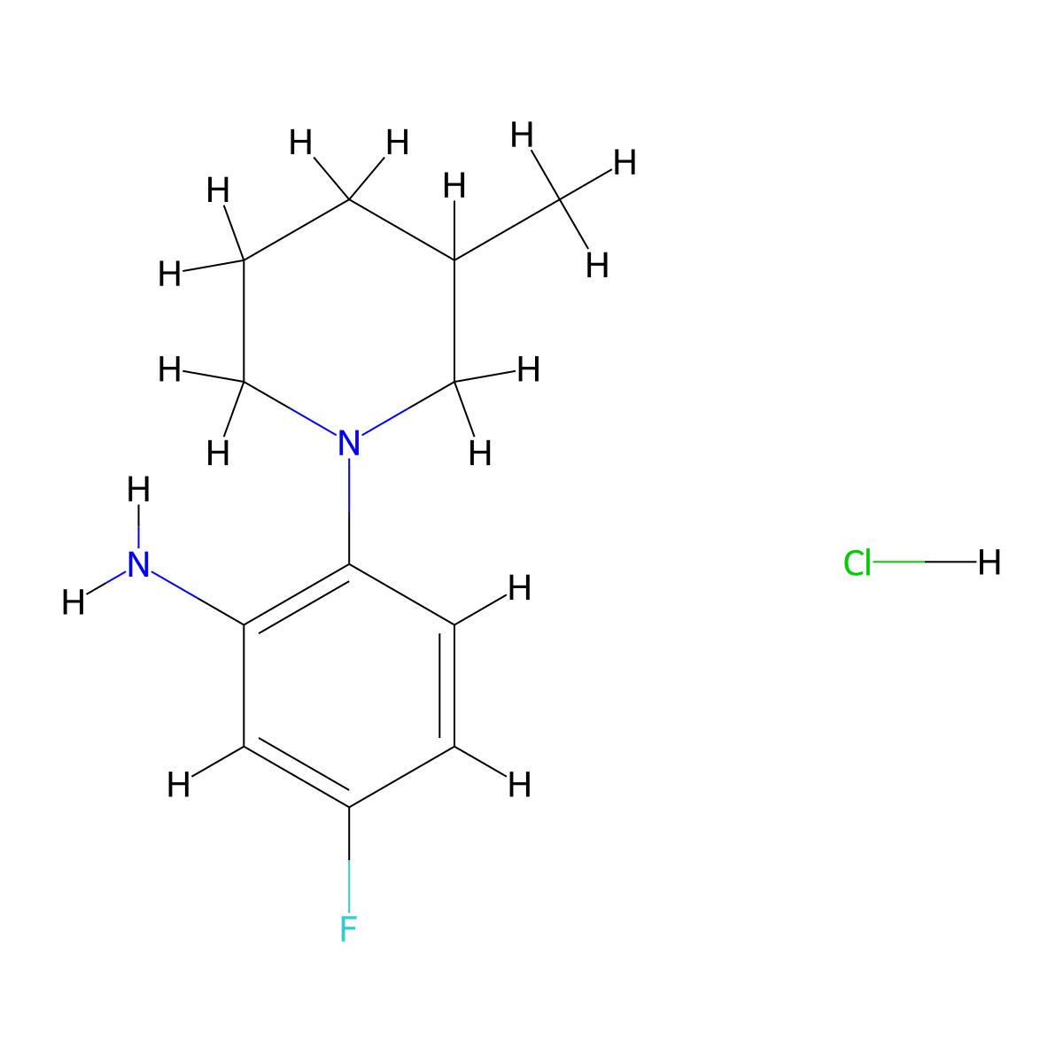 5-Fluoro-2-(3-methylpiperidin-1-yl)aniline hydrochloride molecular structure, CAS 1052529-99-3