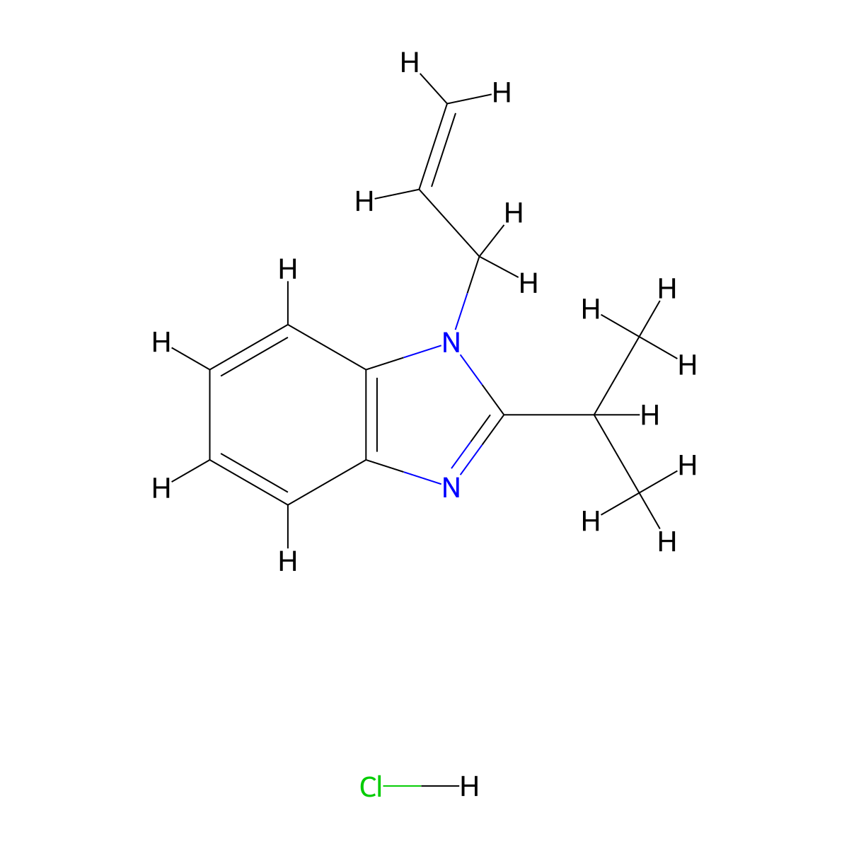 1-(prop-2-en-1-yl)-2-(propan-2-yl)-1H-1,3-benzodiazole hydrochloride molecular structure, CAS 1052530-10-5