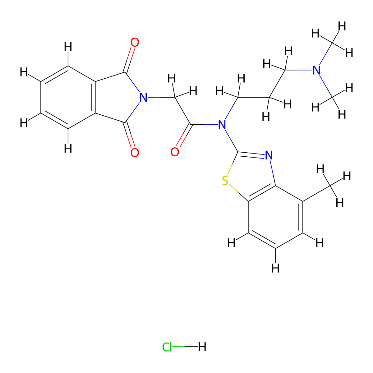 N-(3-(dimethylamino)propyl)-2-(1,3-dioxoisoindolin-2-yl)-N-(4-methylbenzo[d]thiazol-2-yl)acetamide hydrochloride molecular structure, CAS 1052530-71-8