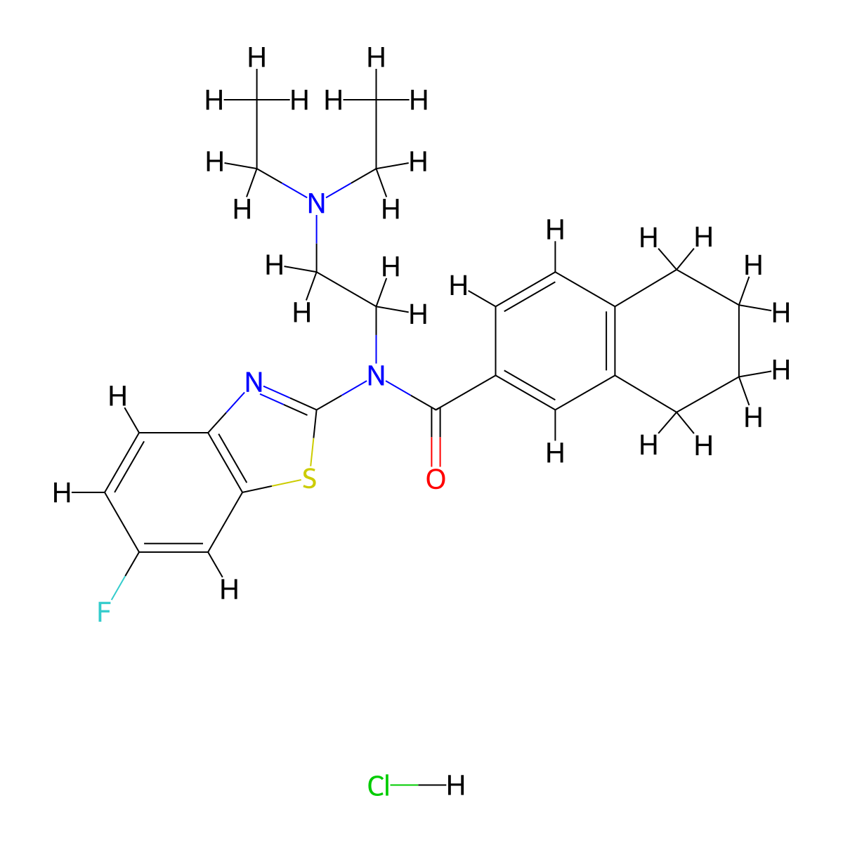 N-(2-(diethylamino)ethyl)-N-(6-fluorobenzo[d]thiazol-2-yl)-5,6,7,8-tetrahydronaphthalene-2-carboxamide hydrochloride molecular structure, CAS 1052530-72-9