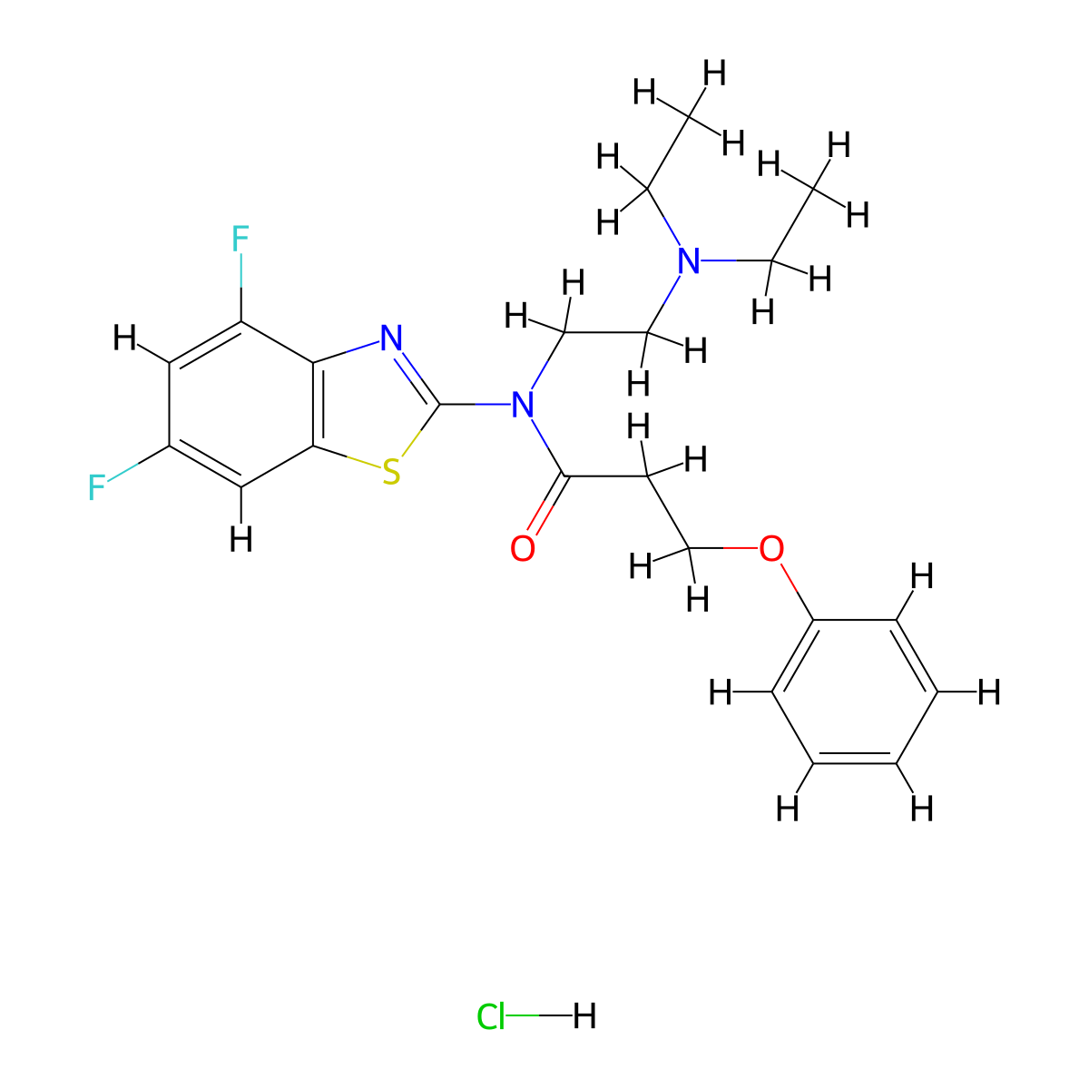 N-(2-(diethylamino)ethyl)-N-(4,6-difluorobenzo[d]thiazol-2-yl)-3-phenoxypropanamide hydrochloride molecular structure, CAS 1052530-77-4