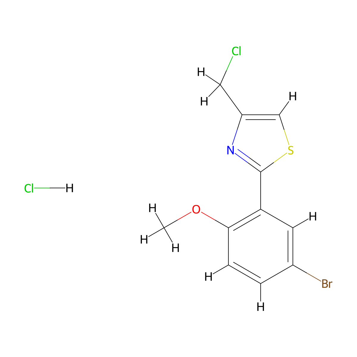 2-(5-Bromo-2-methoxyphenyl)-4-(chloromethyl)-1,3-thiazole hydrochloride molecular structure, CAS 1052530-78-5