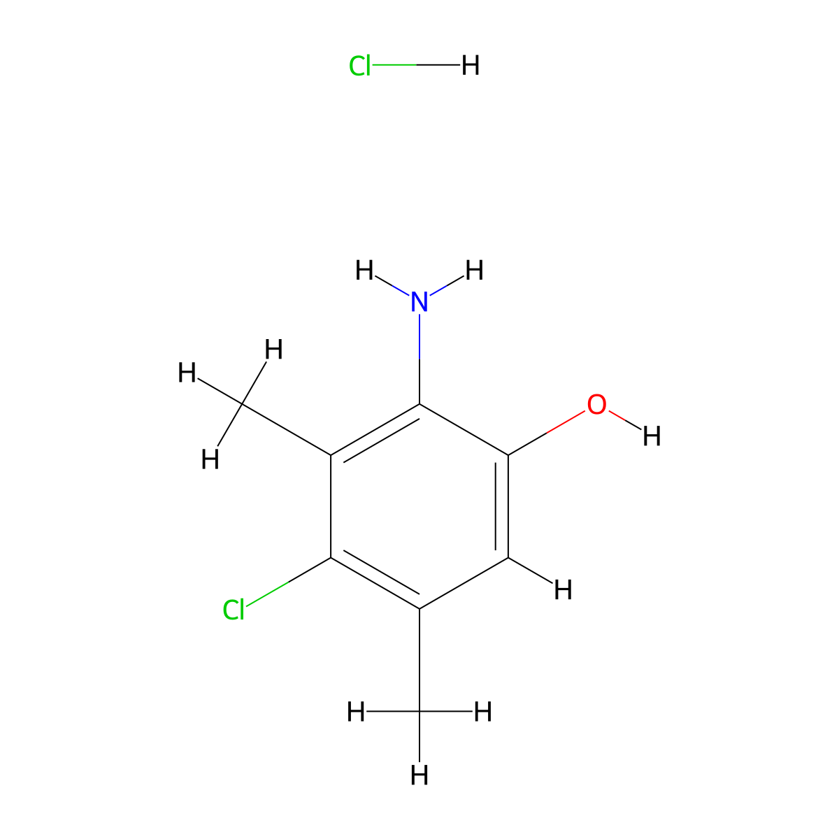2-Amino-4-chloro-3,5-dimethyl-phenol hydrochloride molecular structure, CAS 1052530-87-6