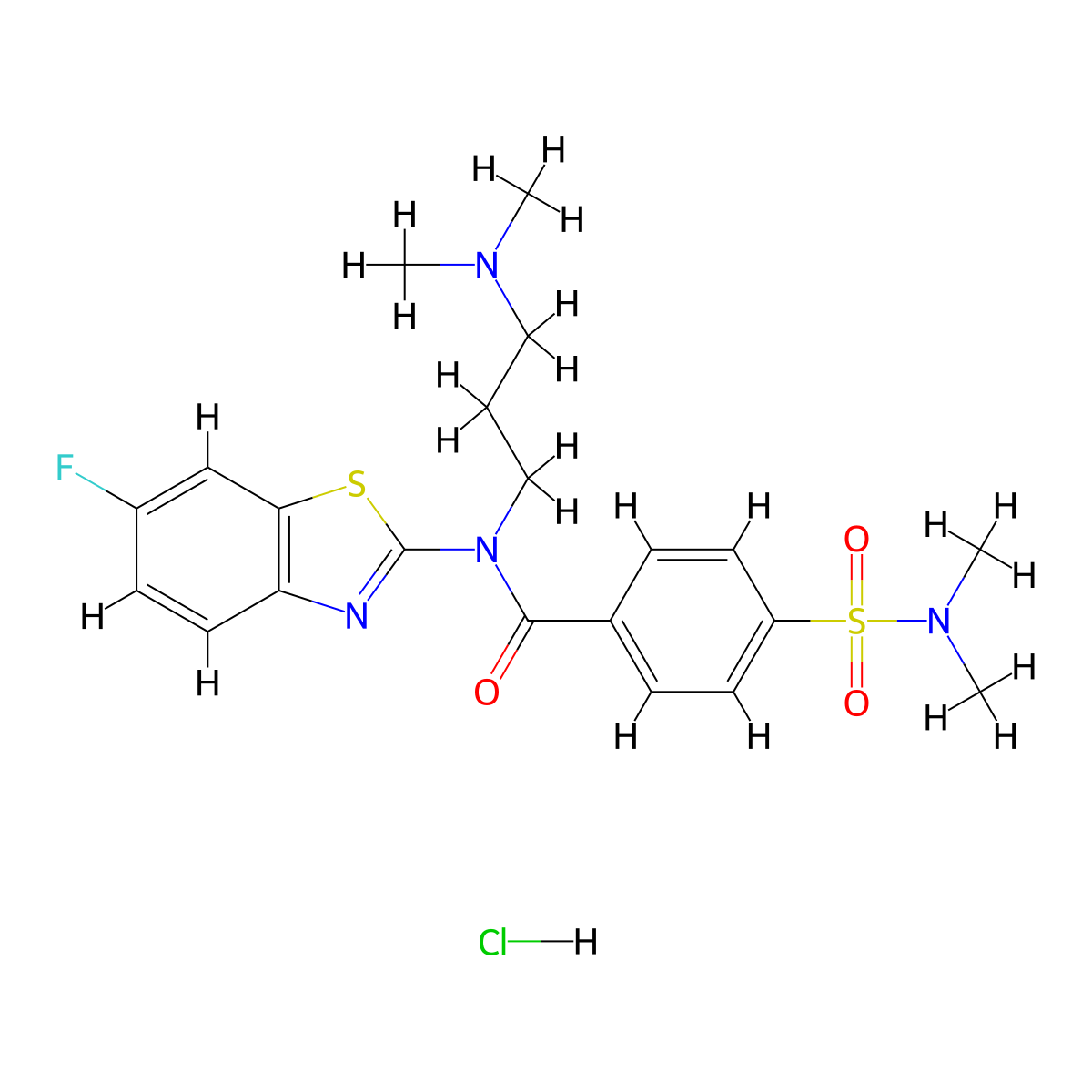 N-(3-(dimethylamino)propyl)-4-(N,N-dimethylsulfamoyl)-N-(6-fluorobenzo[d]thiazol-2-yl)benzamide hydrochloride molecular structure, CAS 1052530-91-2