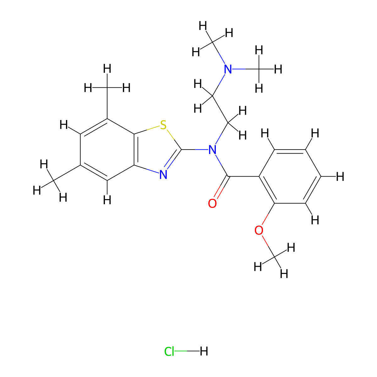 N-(2-(dimethylamino)ethyl)-N-(5,7-dimethylbenzo[d]thiazol-2-yl)-2-methoxybenzamide hydrochloride molecular structure, CAS 1052531-00-6