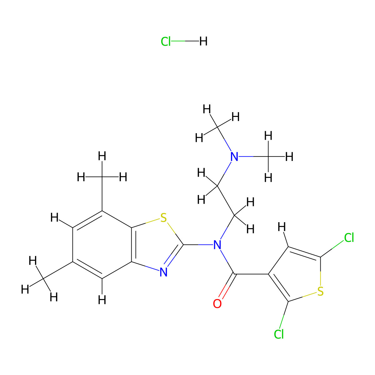 2,5-dichloro-N-(2-(dimethylamino)ethyl)-N-(5,7-dimethylbenzo[d]thiazol-2-yl)thiophene-3-carboxamide hydrochloride molecular structure, CAS 1052531-03-9