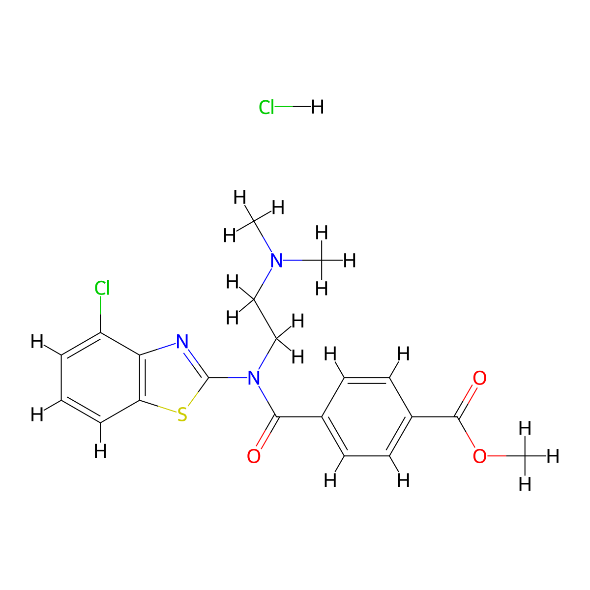 Methyl 4-((4-chlorobenzo[d]thiazol-2-yl)(2-(dimethylamino)ethyl)carbamoyl)benzoate hydrochloride molecular structure, CAS 1052531-27-7