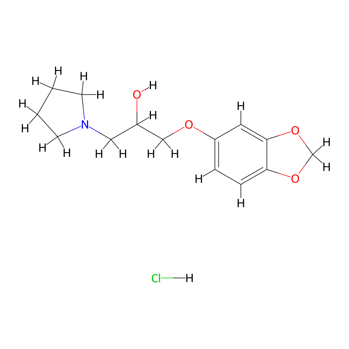 1-(2H-1,3-benzodioxol-5-yloxy)-3-(pyrrolidin-1-yl)propan-2-ol hydrochloride molecular structure, CAS 1052531-38-0