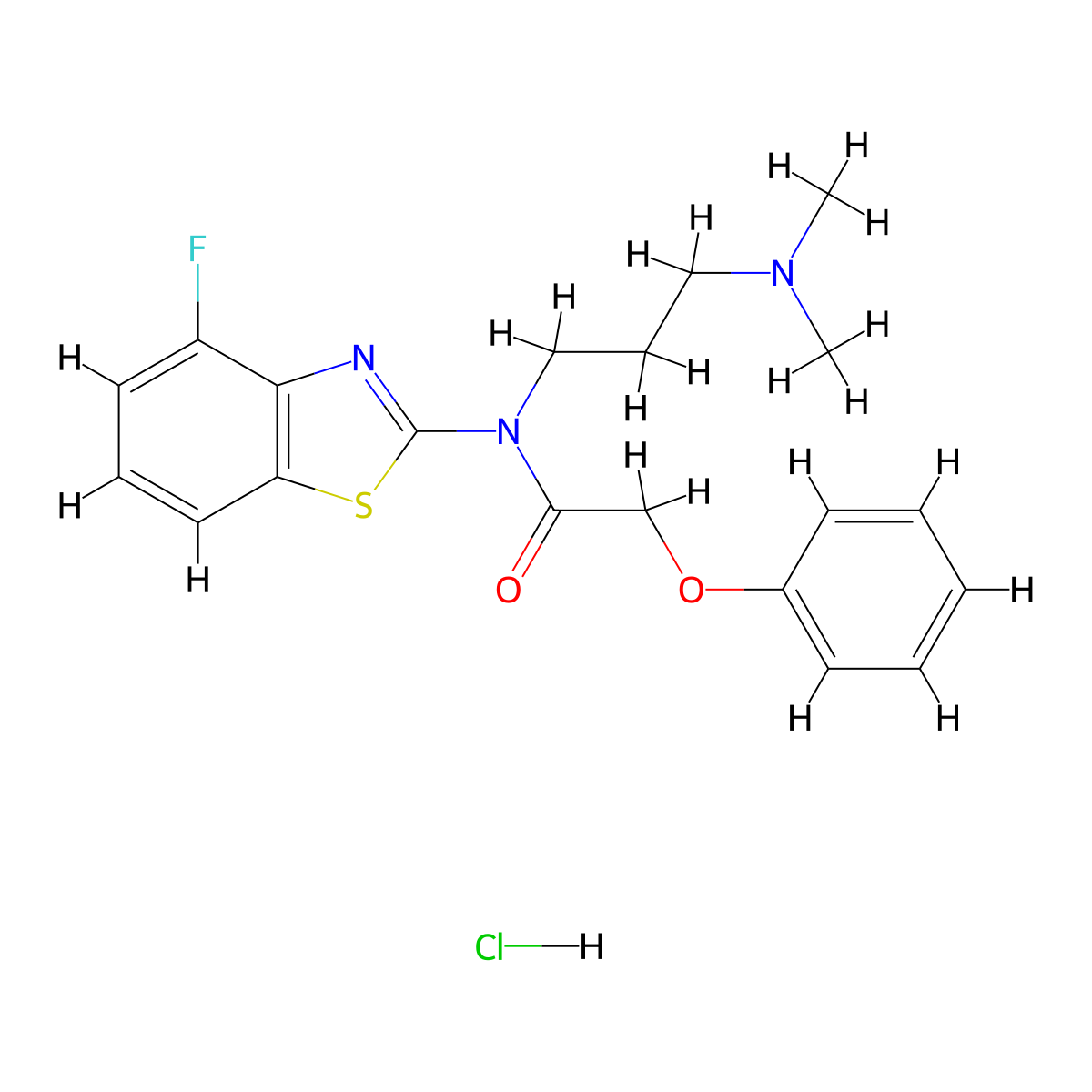 N-(3-(dimethylamino)propyl)-N-(4-fluorobenzo[d]thiazol-2-yl)-2-phenoxyacetamide hydrochloride molecular structure, CAS 1052531-64-2