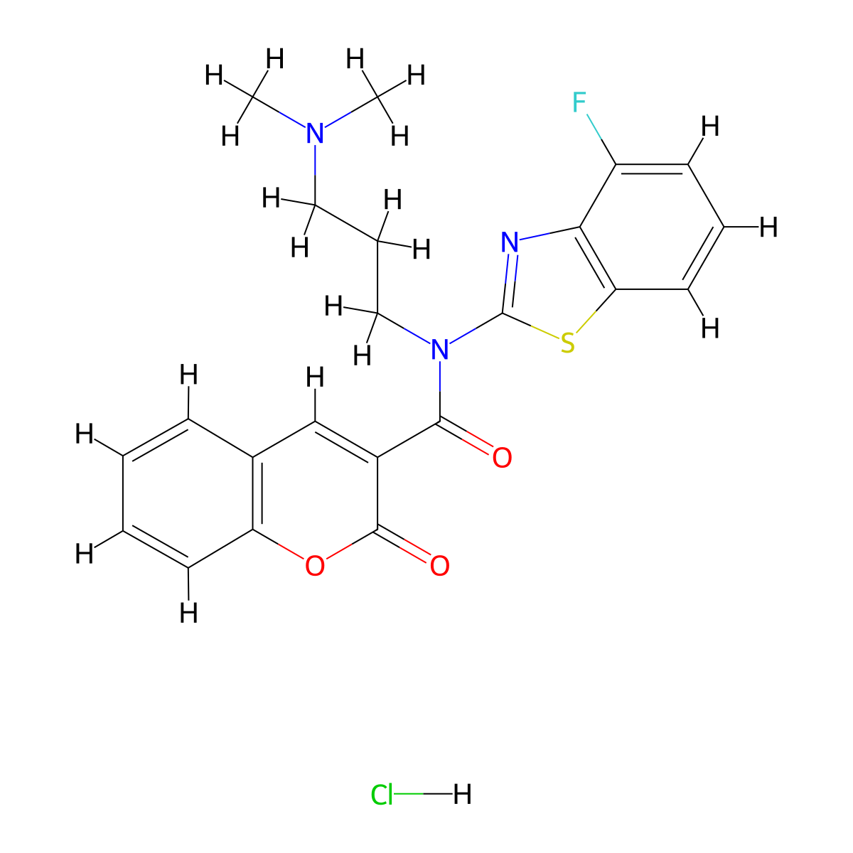 N-(3-(dimethylamino)propyl)-N-(4-fluorobenzo[d]thiazol-2-yl)-2-oxo-2H-chromene-3-carboxamide hydrochloride molecular structure, CAS 1052532-06-5