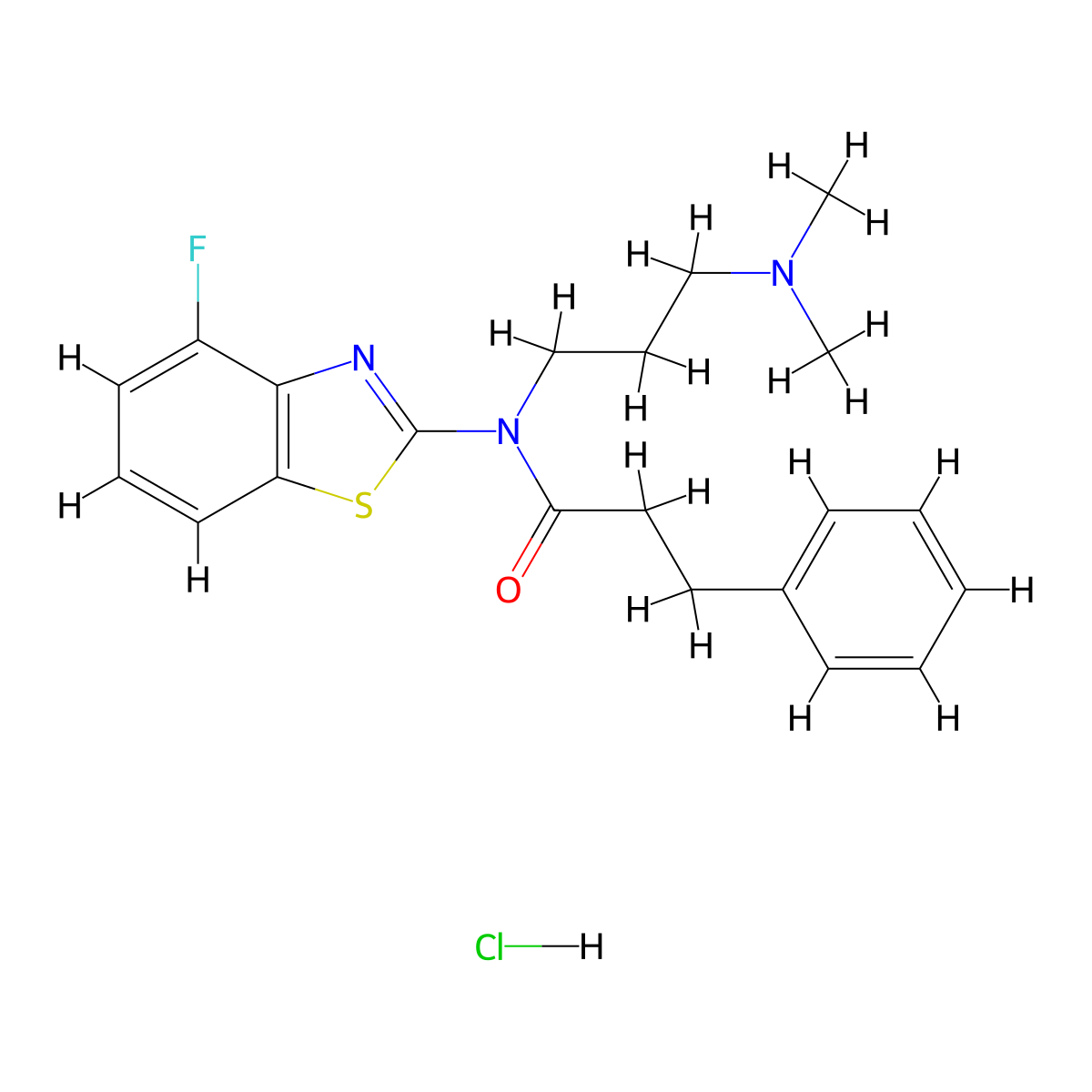 N-(3-(dimethylamino)propyl)-N-(4-fluorobenzo[d]thiazol-2-yl)-3-phenylpropanamide hydrochloride molecular structure, CAS 1052532-10-1