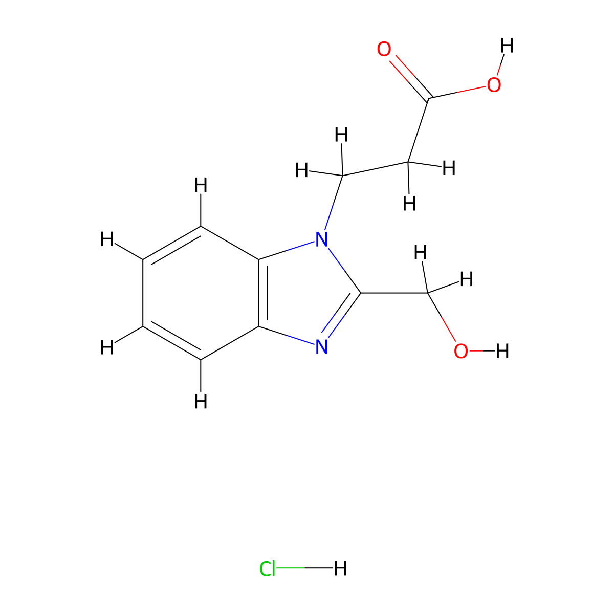3-(2-Hydroxymethyl-benzoimidazol-1-yl)-propionic acid hydrochloride molecular structure, CAS 1052533-01-3