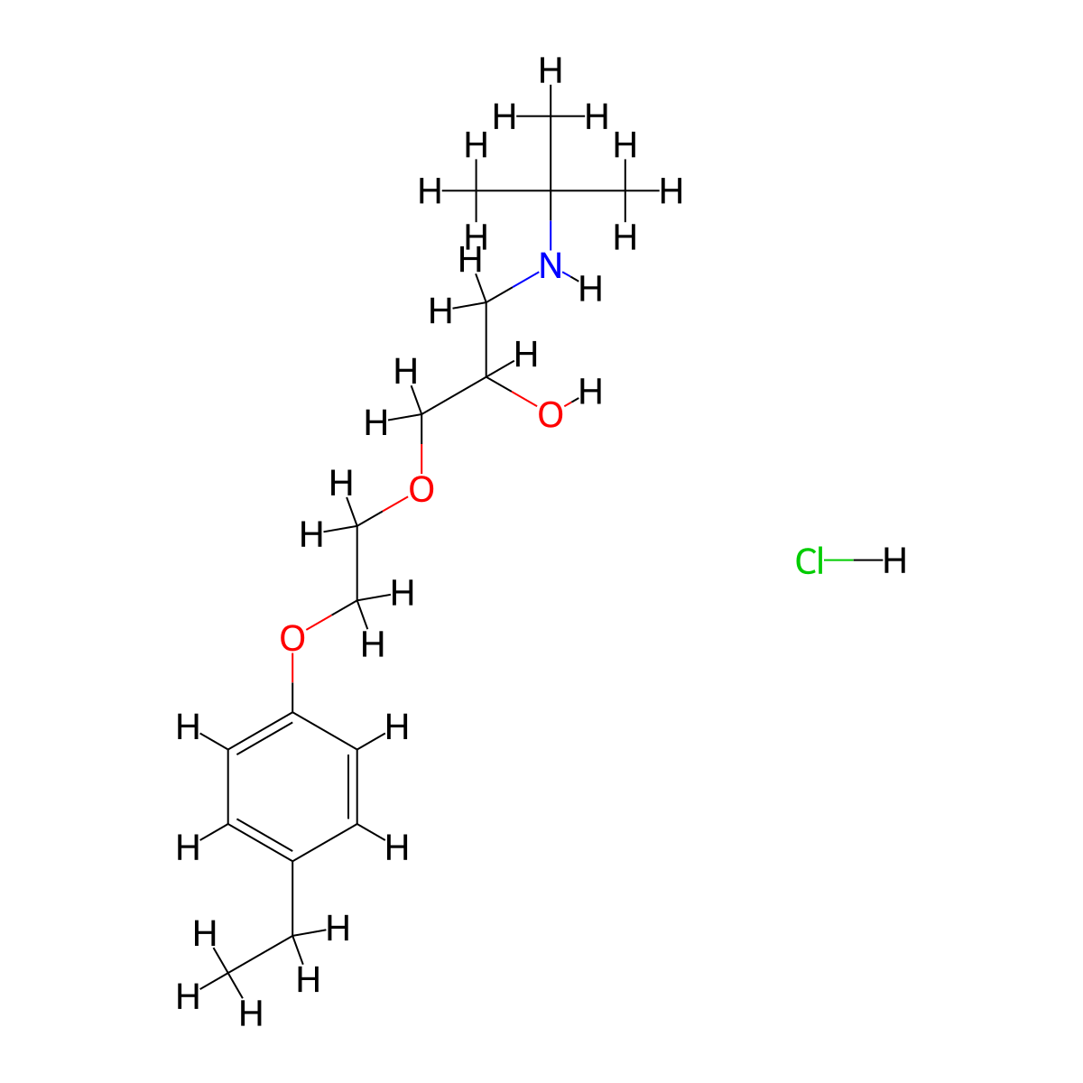 1-(Tert-butylamino)-3-(2-(4-ethylphenoxy)ethoxy)propan-2-ol hydrochloride molecular structure, CAS 1052533-17-1