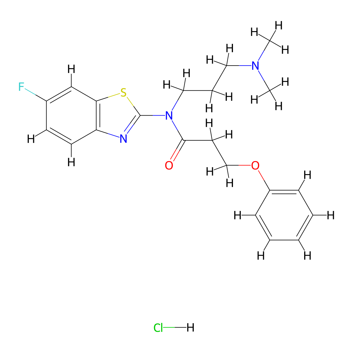 N-(3-(dimethylamino)propyl)-N-(6-fluorobenzo[d]thiazol-2-yl)-3-phenoxypropanamide hydrochloride molecular structure, CAS 1052533-64-8