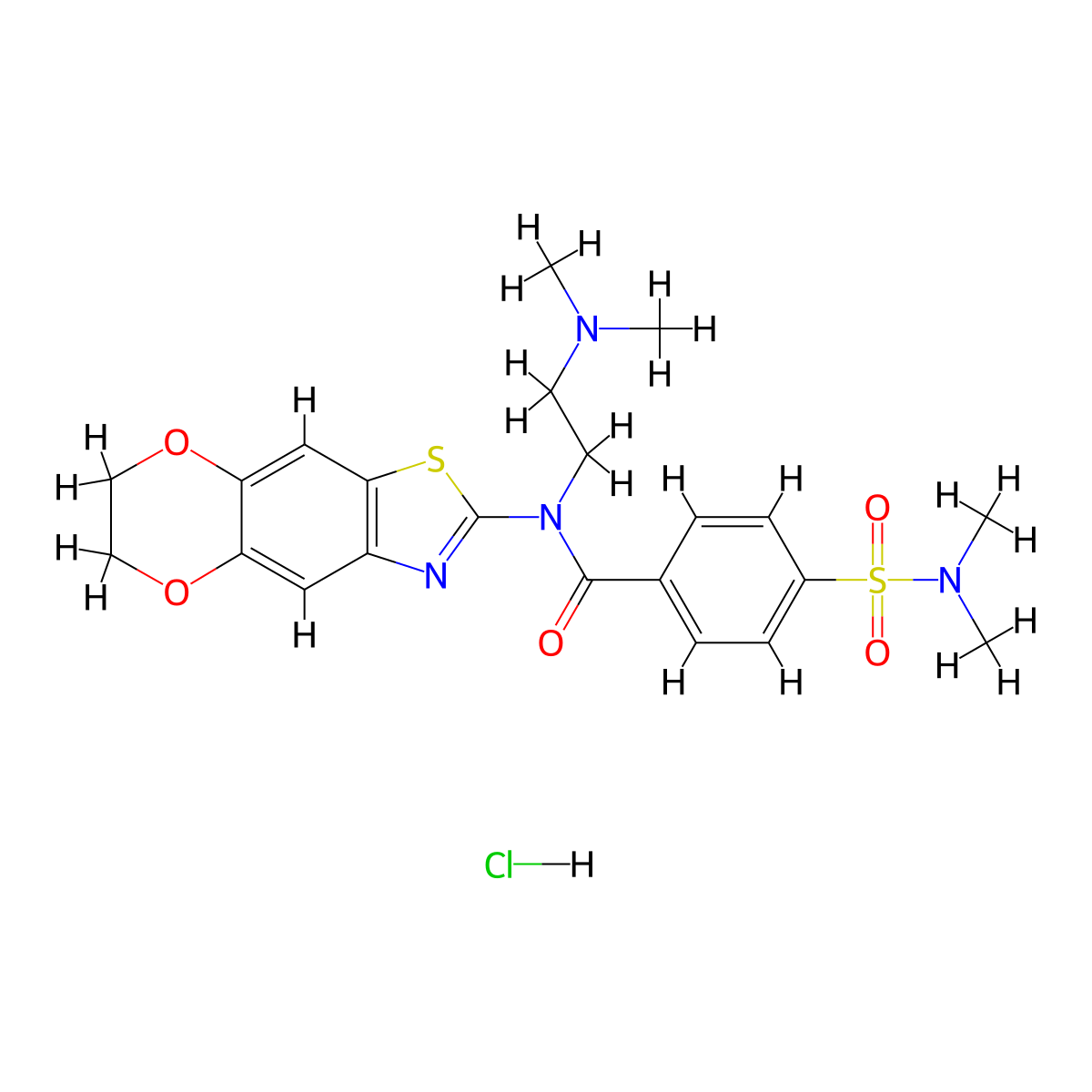 N-[2-(dimethylamino)ethyl]-4-(dimethylsulfamoyl)-N-{10,13-dioxa-4-thia-6-azatricyclo[7.4.0.0^{3,7}]trideca-1,3(7),5,8-tetraen-5-yl}benzamide hydrochloride molecular structure, CAS 1052533-79-5
