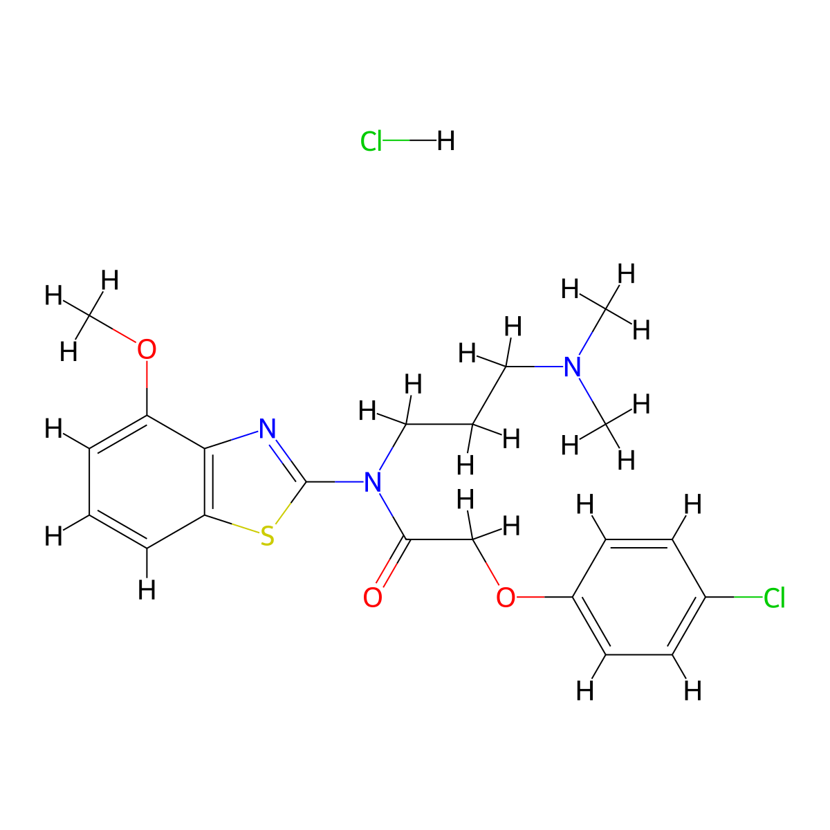 2-(4-chlorophenoxy)-N-(3-(dimethylamino)propyl)-N-(4-methoxybenzo[d]thiazol-2-yl)acetamide hydrochloride molecular structure, CAS 1052534-23-2