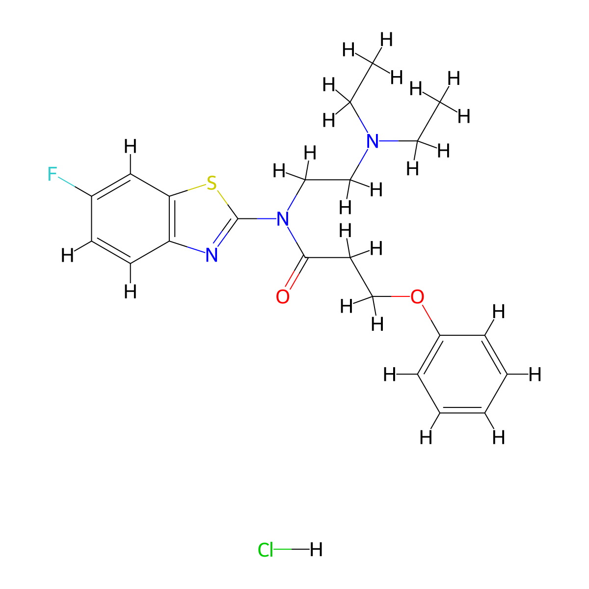 N-(2-(diethylamino)ethyl)-N-(6-fluorobenzo[d]thiazol-2-yl)-3-phenoxypropanamide hydrochloride molecular structure, CAS 1052534-31-2