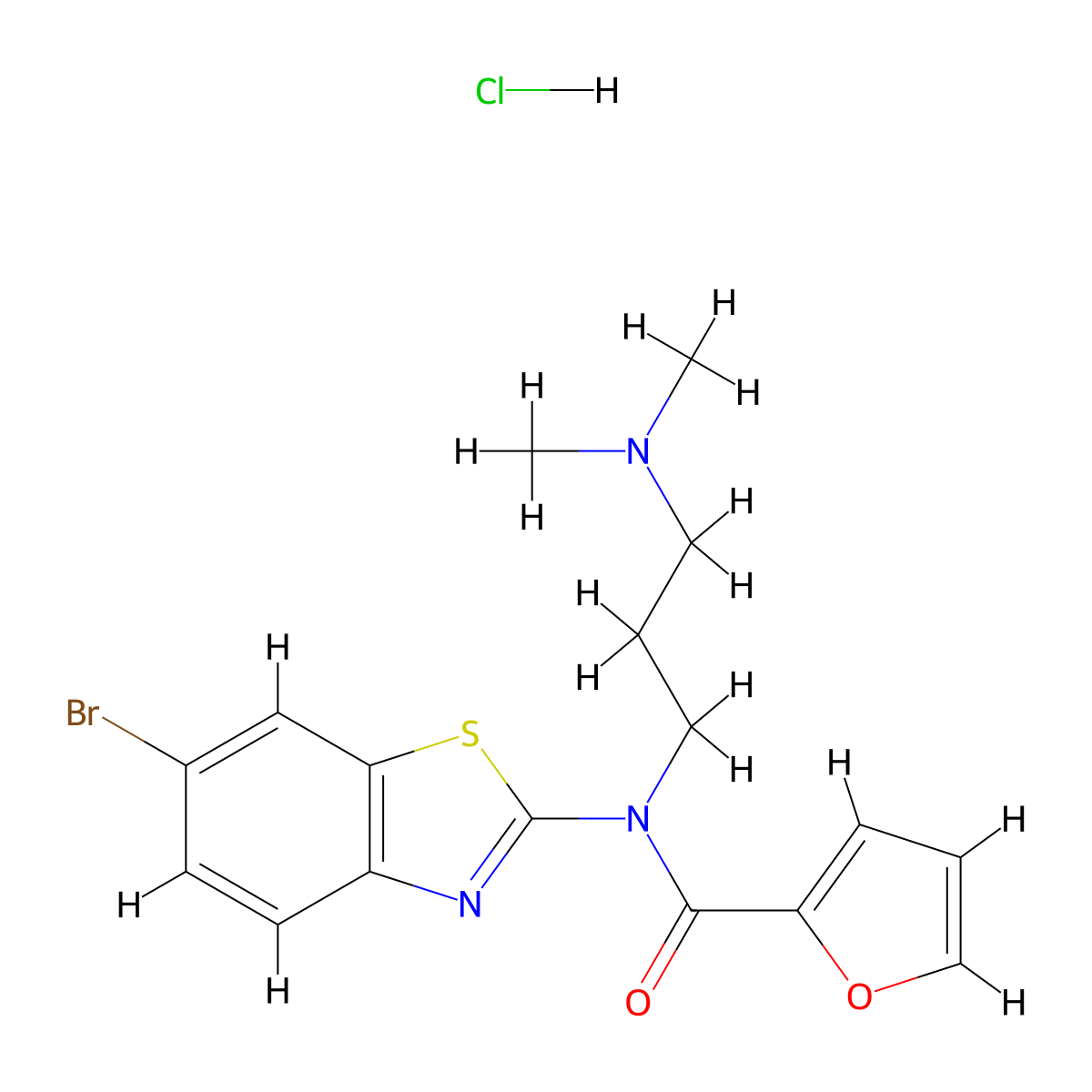 N-(6-bromobenzo[d]thiazol-2-yl)-N-(3-(dimethylamino)propyl)furan-2-carboxamide hydrochloride molecular structure, CAS 1052534-68-5