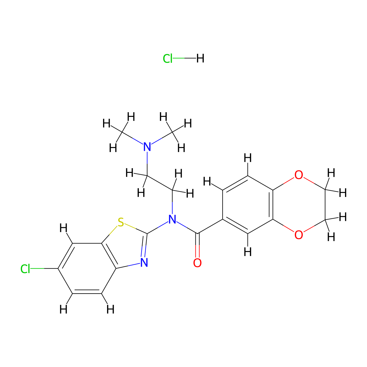 N-(6-chlorobenzo[d]thiazol-2-yl)-N-(2-(dimethylamino)ethyl)-2,3-dihydrobenzo[b][1,4]dioxine-6-carboxamide hydrochloride molecular structure, CAS 1052534-95-8