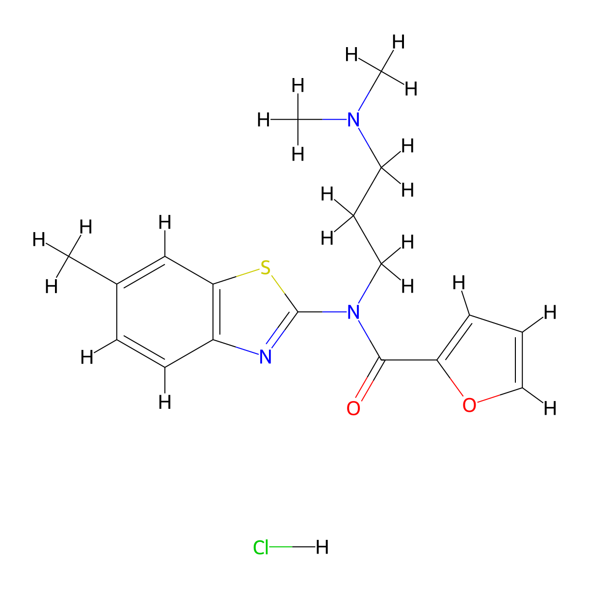 N-(3-(dimethylamino)propyl)-N-(6-methylbenzo[d]thiazol-2-yl)furan-2-carboxamide hydrochloride molecular structure, CAS 1052535-00-8