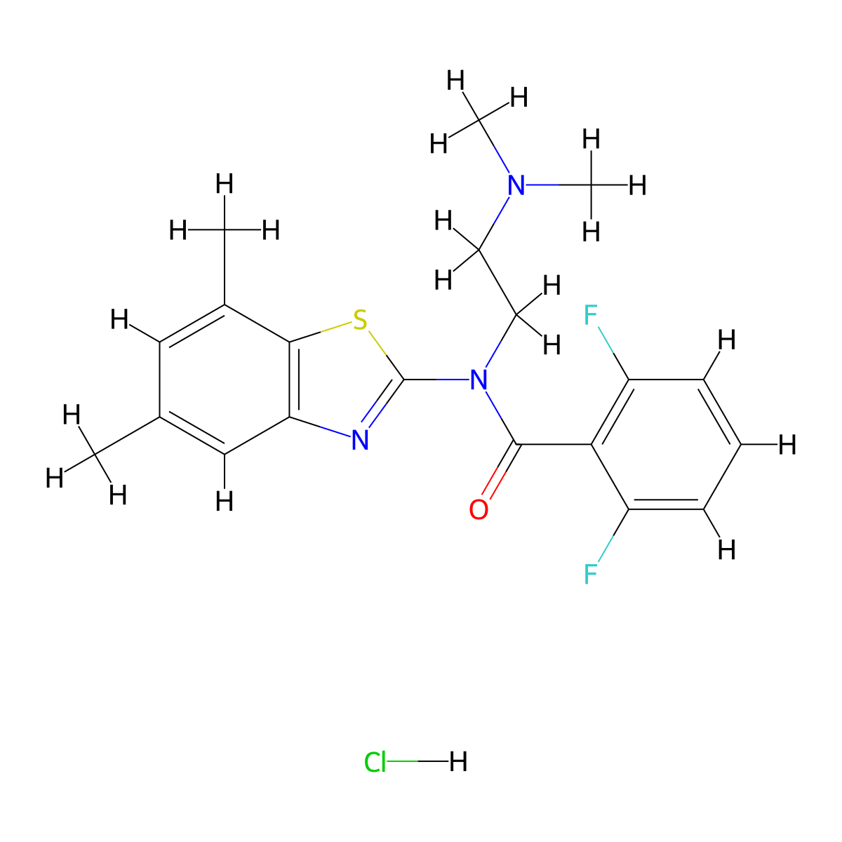 N-(2-(dimethylamino)ethyl)-N-(5,7-dimethylbenzo[d]thiazol-2-yl)-2,6-difluorobenzamide hydrochloride molecular structure, CAS 1052535-11-1