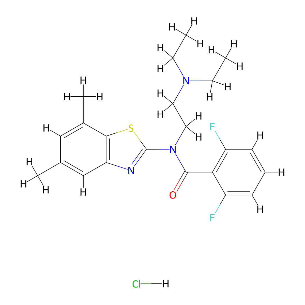 N-(2-(diethylamino)ethyl)-N-(5,7-dimethylbenzo[d]thiazol-2-yl)-2,6-difluorobenzamide hydrochloride molecular structure, CAS 1052535-30-4