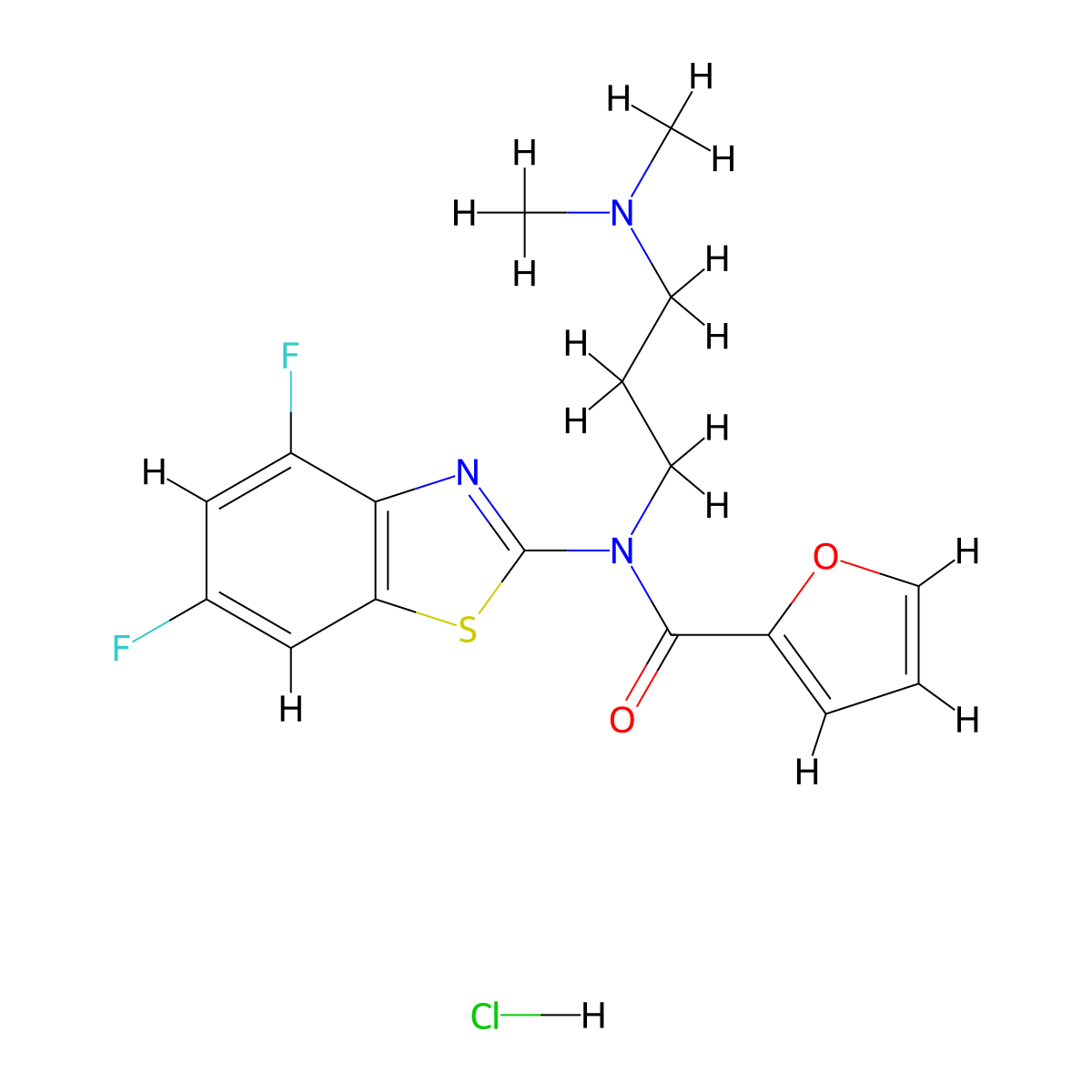 N-(4,6-difluoro-1,3-benzothiazol-2-yl)-N-[3-(dimethylamino)propyl]-2-furamide molecular structure, CAS 1052535-80-4