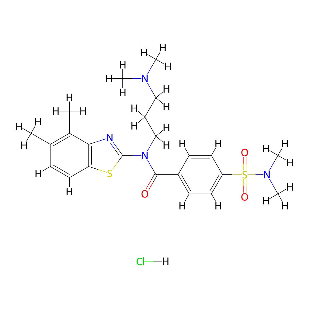 N-(3-(dimethylamino)propyl)-N-(4,5-dimethylbenzo[d]thiazol-2-yl)-4-(N,N-dimethylsulfamoyl)benzamide hydrochloride molecular structure, CAS 1052535-87-1