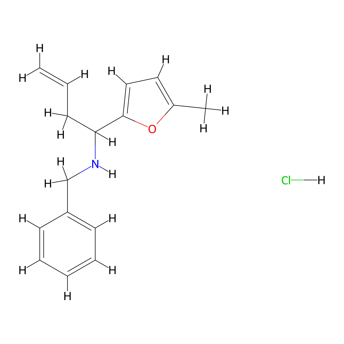 Benzyl-[1-(5-methyl-furan-2-YL)-but-3-enyl]-amine hydrochloride molecular structure, CAS 1052536-24-9