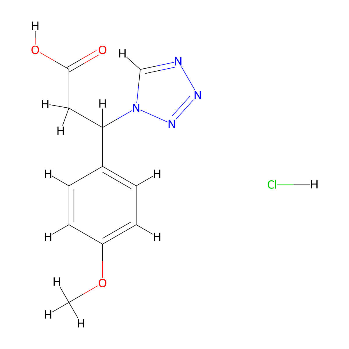 3-(4-methoxyphenyl)-3-(1{H}-tetrazol-1-yl)propanoic acid molecular structure, CAS 1052536-70-5