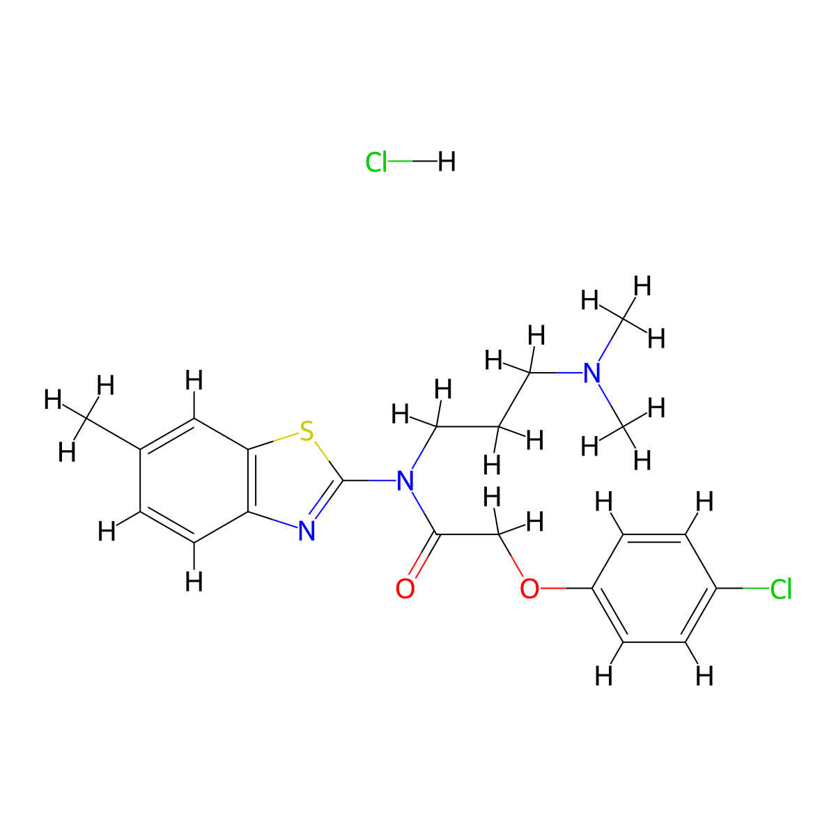 2-(4-chlorophenoxy)-N-(3-(dimethylamino)propyl)-N-(6-methylbenzo[d]thiazol-2-yl)acetamide hydrochloride molecular structure, CAS 1052536-75-0