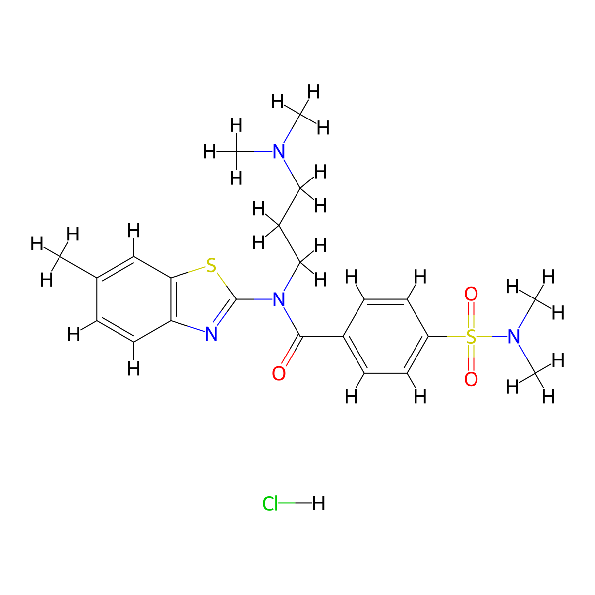 N-(3-(dimethylamino)propyl)-4-(N,N-dimethylsulfamoyl)-N-(6-methylbenzo[d]thiazol-2-yl)benzamide hydrochloride molecular structure, CAS 1052536-98-7
