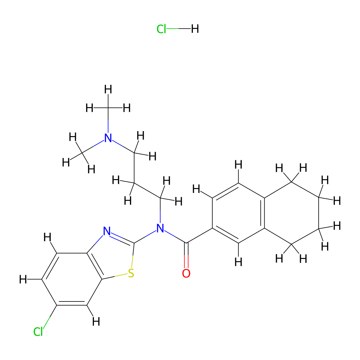 N-(6-chlorobenzo[d]thiazol-2-yl)-N-(3-(dimethylamino)propyl)-5,6,7,8-tetrahydronaphthalene-2-carboxamide hydrochloride molecular structure, CAS 1052537-07-1