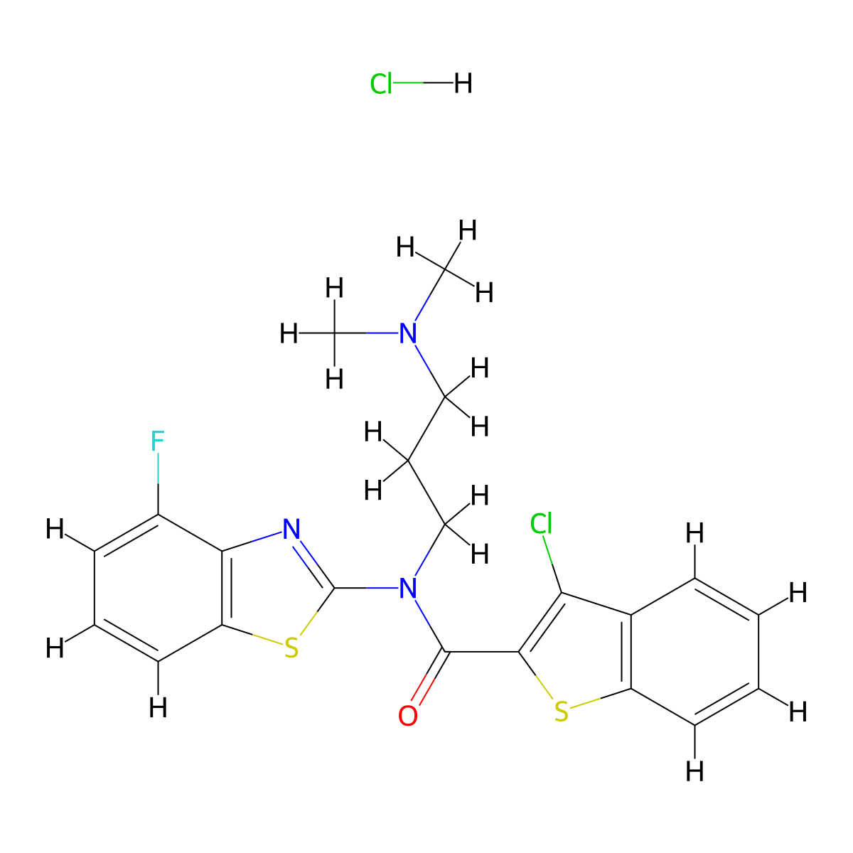 3-chloro-N-(3-(dimethylamino)propyl)-N-(4-fluorobenzo[d]thiazol-2-yl)benzo[b]thiophene-2-carboxamide hydrochloride molecular structure, CAS 1052537-13-9