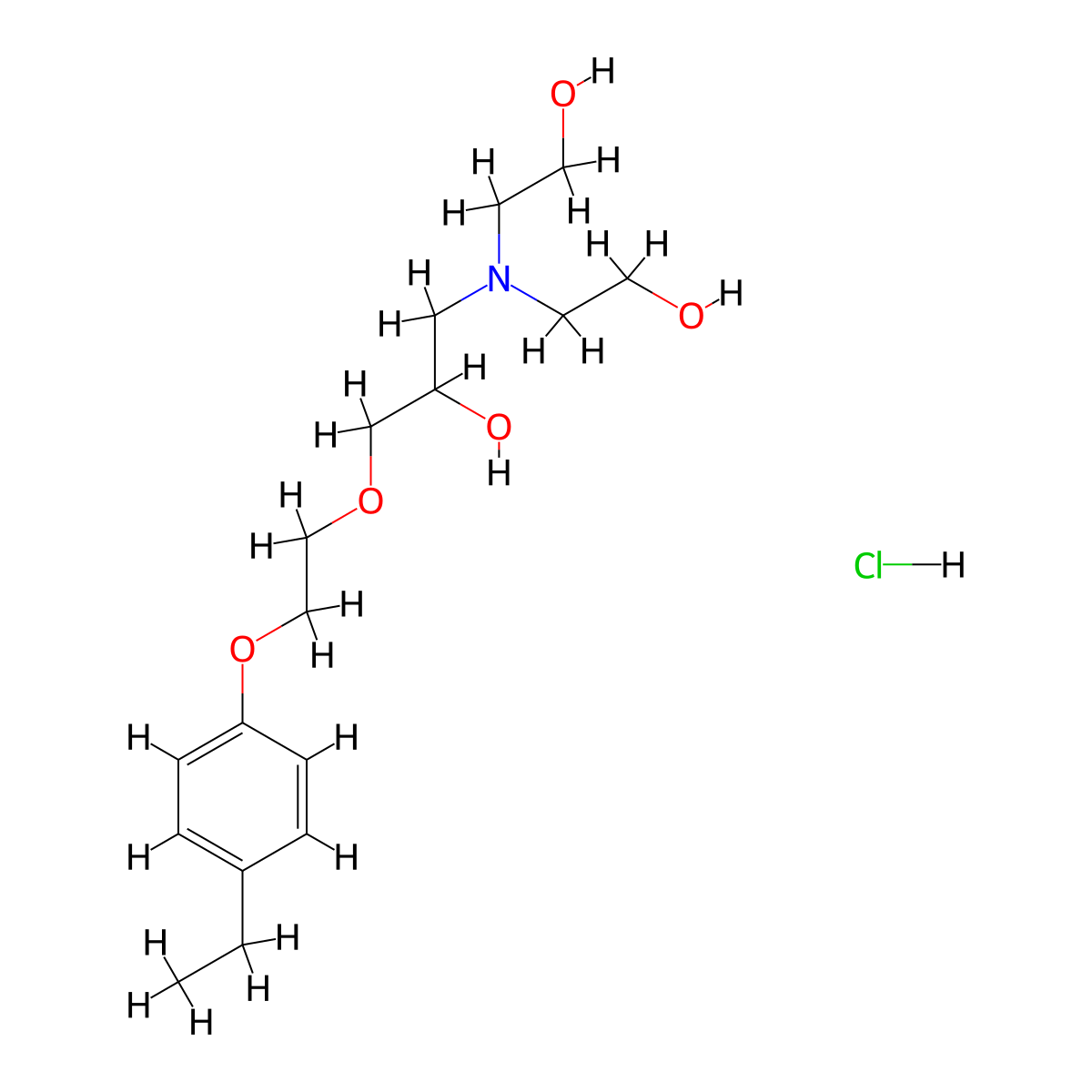 2-({3-[2-(4-Ethylphenoxy)ethoxy]-2-hydroxypropyl}(2-hydroxyethyl)amino)ethan-1-ol hydrochloride molecular structure, CAS 1052537-28-6